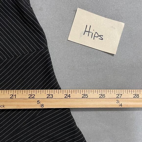 Vintage Y2K Asymmetrical Size 11 12 Black White Pinstripe Skirt Witchy Gothic - Picture 9 of 10